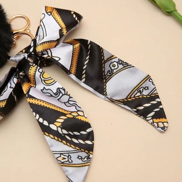 Chic Pom Pom Twilly Style Handbag Charm Keychain Accessory - Picture 5 of 6